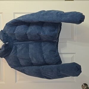 Plus Size Zip Up Drop Shoulder Crop Corduroy Padded Coat